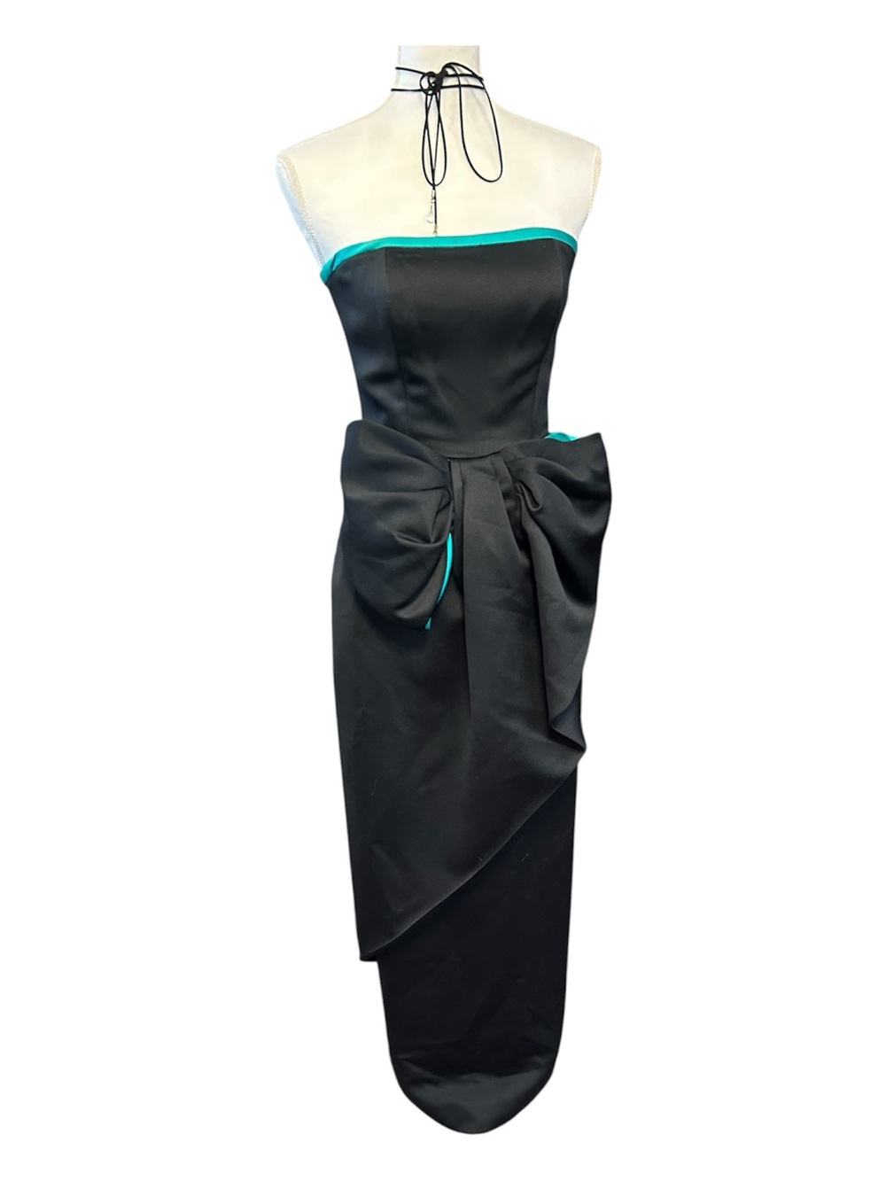 Vintage Victor Costa strapless bow accent gown